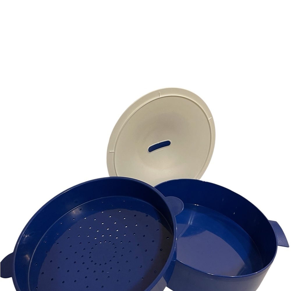 Tupperware Blue Microwave Vegetable Steamer Kitchen Cookware - Picture 2 of 5